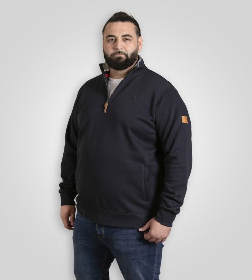 D555 Russel Zip Through Fleece Sweatshirt with Chest Embroidery Navy - Džemperi un džemperi ar kapuci - Džemperi - 2XL-14XL