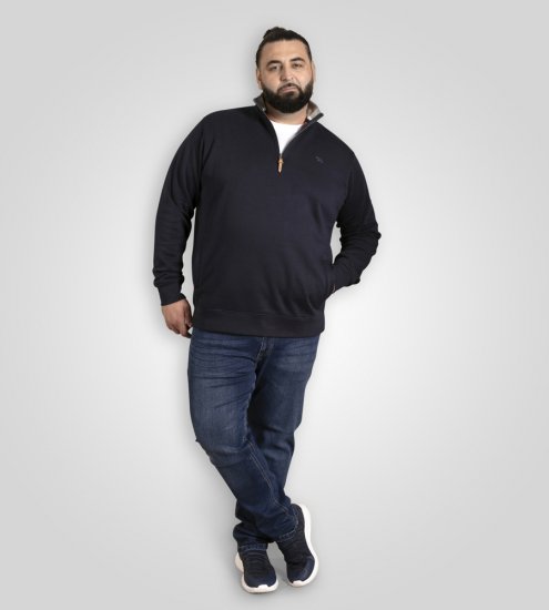 D555 Russel Zip Through Fleece Sweatshirt with Chest Embroidery Navy - Džemperi un džemperi ar kapuci - Džemperi - 2XL-14XL
