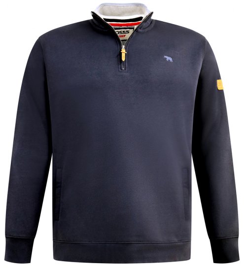 D555 Russel Zip Through Fleece Sweatshirt with Chest Embroidery Navy - Džemperi un džemperi ar kapuci - Džemperi - 2XL-14XL