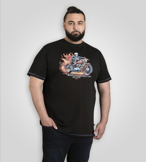 D555 Dewsbury Skeleton On Bike Crew Neck T-Shirt Black TALL SIZE - VĪRIEŠU APĢĒRBS MT-6XLT - Apģērbs gariem vīriešiem