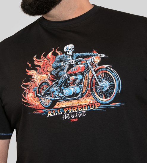 D555 Dewsbury Skeleton On Bike Crew Neck T-Shirt Black TALL SIZE - VĪRIEŠU APĢĒRBS MT-6XLT - Apģērbs gariem vīriešiem