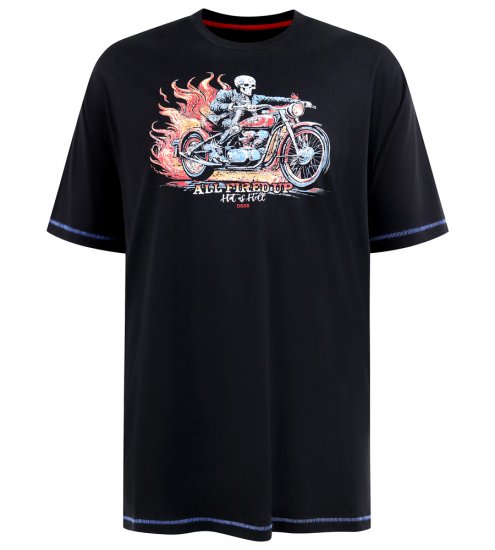 D555 Dewsbury Skeleton On Bike Crew Neck T-Shirt Black TALL SIZE - VĪRIEŠU APĢĒRBS MT-6XLT - Apģērbs gariem vīriešiem