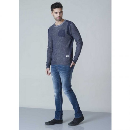 D555 Bryson Crewneck Sweater with Pocket Navy - Džemperi un džemperi ar kapuci - Džemperi - 2XL-14XL