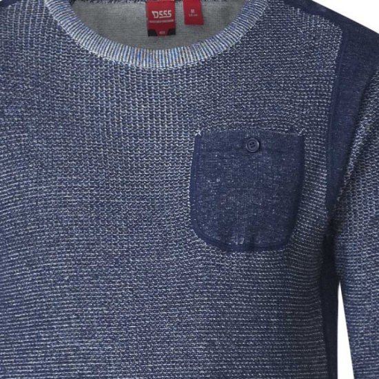 D555 Bryson Crewneck Sweater with Pocket Navy - Džemperi un džemperi ar kapuci - Džemperi - 2XL-14XL
