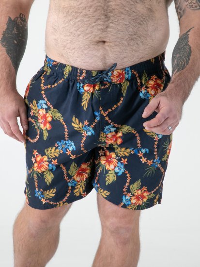 D555 Dawson AO Peldšorti ar Havaju Rakstu Tumši Zils - Apakšveļa un peldšorti - Apakšveļa - 2XL-8XL
