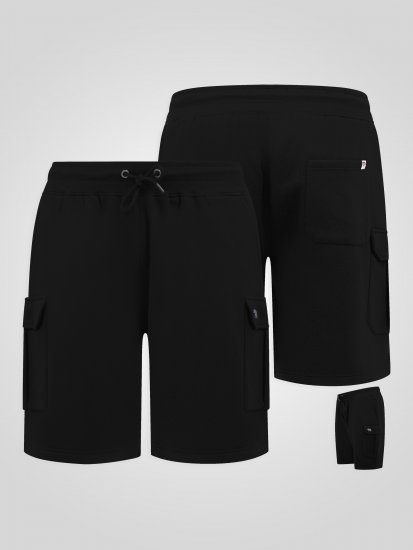 D555 Robinson 1 Fleece Cargo Šorti ar Elastīgu Jostasvietu Melns - Sporta bikses un šorti - Sporta bikses un Sporta šorti - 2XL-12XL