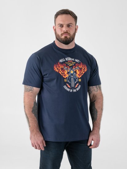 D555 Hockney T-krekls ar Motocikla Apdruku Tumši Zils - T-krekli - T-krekli - 2XL-14XL