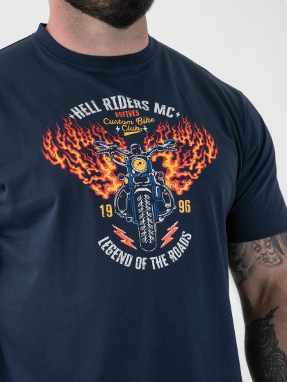D555 Hockney T-krekls ar Motocikla Apdruku Tumši Zils - T-krekli - T-krekli - 2XL-14XL