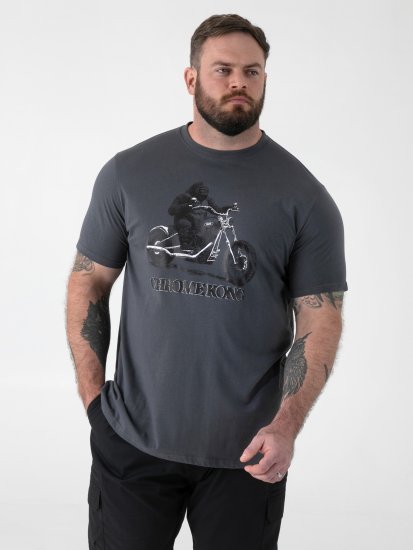 D555 Craig Gorilla Biker T-krekls ar Apdruku Tumši Pelēks - T-krekli - T-krekli - 2XL-14XL