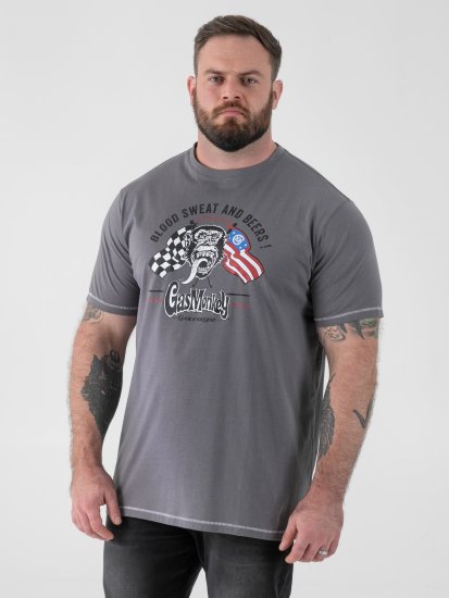 D555 Jasper Official Gas Monkey T-krekls ar Apdruku Pelēks - T-krekli - T-krekli - 2XL-14XL