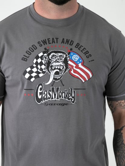 D555 Jasper Official Gas Monkey T-krekls ar Apdruku Pelēks - T-krekli - T-krekli - 2XL-14XL