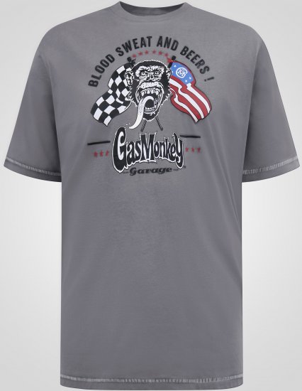 D555 Jasper Official Gas Monkey T-krekls ar Apdruku Pelēks - T-krekli - T-krekli - 2XL-14XL