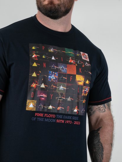 D555 Otto Official Pink Floyd 50th Anniversary T-krekls ar Apdruku Tumši Zils - T-krekli - T-krekli - 2XL-14XL