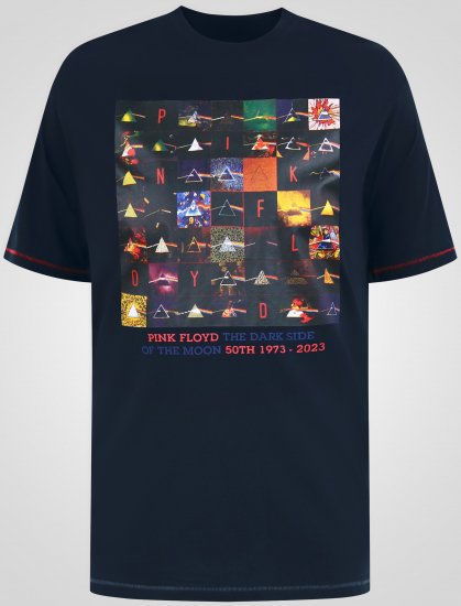D555 Otto Official Pink Floyd 50th Anniversary T-krekls ar Apdruku Tumši Zils - T-krekli - T-krekli - 2XL-14XL