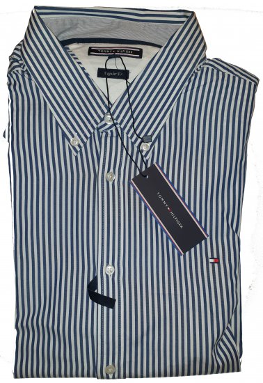 Tommy Hilfiger North Stripe Long Sleeve Shirt Blue/White - Motley trakais aprīļa izpārdošana - 