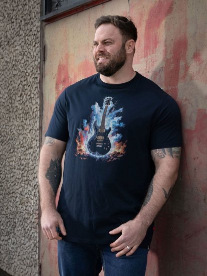 D555 Slater T-krekls ar apdruku Tumši zila - T-krekli - T-krekli - 2XL-14XL