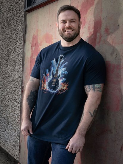 D555 Slater T-krekls ar apdruku Tumši zila - T-krekli - T-krekli - 2XL-14XL