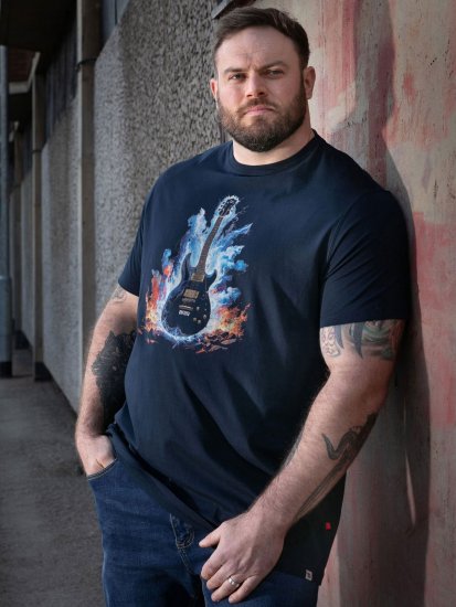 D555 Slater T-krekls ar apdruku Tumši zila - T-krekli - T-krekli - 2XL-14XL