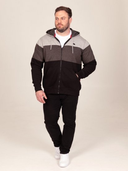 D555 Fitzgerald Zip Through Hoody With Cut & Sew Panels Melna - Džemperi un džemperi ar kapuci - Džemperi - 2XL-14XL