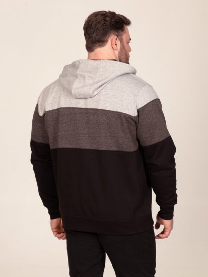 D555 Fitzgerald Zip Through Hoody With Cut & Sew Panels Melna - Džemperi un džemperi ar kapuci - Džemperi - 2XL-14XL