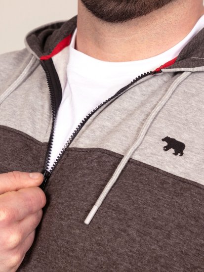 D555 Fitzgerald Zip Through Hoody With Cut & Sew Panels Melna - Džemperi un džemperi ar kapuci - Džemperi - 2XL-14XL