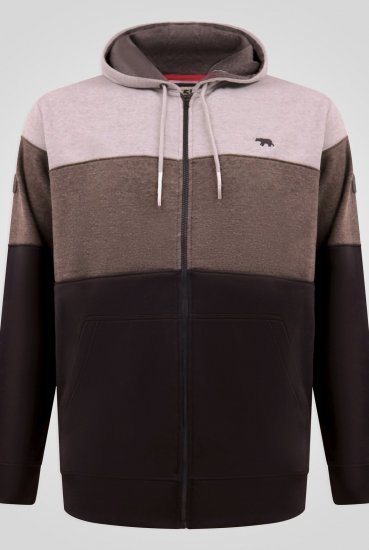 D555 Fitzgerald Zip Through Hoody With Cut & Sew Panels Melna - Džemperi un džemperi ar kapuci - Džemperi - 2XL-14XL