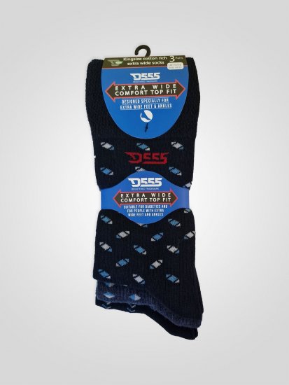 D555 Harold 3 Extra Wide Comfort Fit Socks 3-pack Navy/Denim - Apakšveļa un peldšorti - Apakšveļa - 2XL-8XL