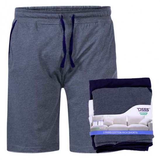 D555 Cobra Two Pack Elasticated Waist Band Jersey Shorts With Pockets - Sporta bikses un šorti - Sporta bikses un Sporta šorti - 2XL-12XL