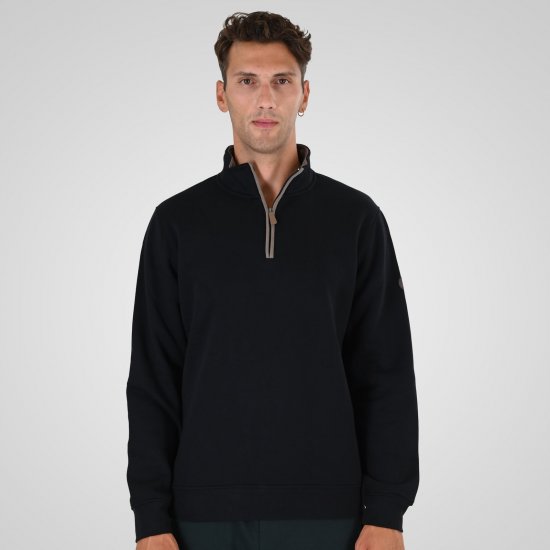 Double Outfitters MTOP-1163 Džemperis ar pusrāvējslēdzēju Melna - Džemperi un džemperi ar kapuci - Džemperi - 2XL-14XL