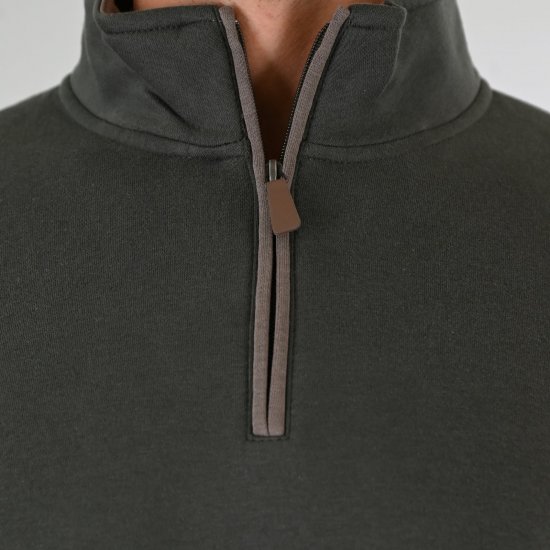 Double Outfitters MTOP-1163 Džemperis ar pusrāvējslēdzēju Haki - Džemperi un džemperi ar kapuci - Džemperi - 2XL-14XL