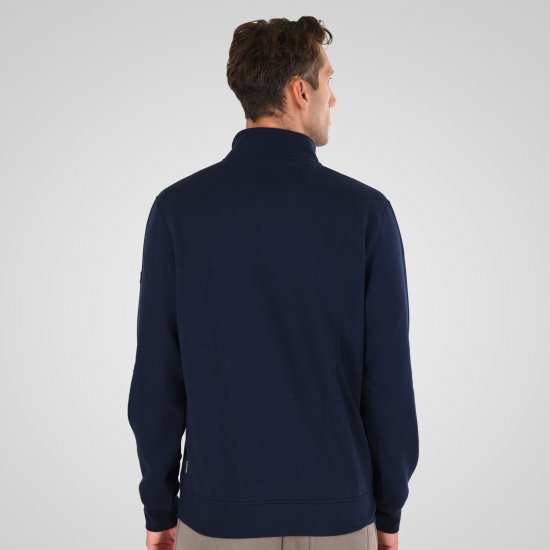 Double Outfitters MTOP-1163 Džemperis ar pusrāvējslēdzēju Tumši zila - Džemperi un džemperi ar kapuci - Džemperi - 2XL-14XL