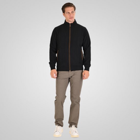 Double Outfitters SEL-1168 Džemperis ar rāvējslēdzēju Melna - Džemperi un džemperi ar kapuci - Džemperi - 2XL-14XL