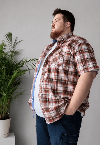 Kam Jeans 6368 Checked Short Sleeve Shirt Red - Krekli - Krekli - 2XL-8XL