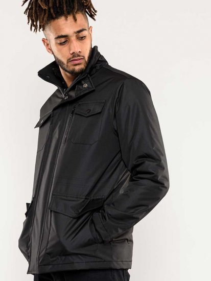 D555 Fargo Five Pocket Jacket With Ribbed Neck and Inner Quilting Black - Jakas & Lietus apģērbs - Jakas - 2XL-12XL