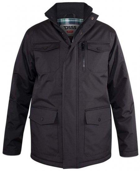D555 Fargo Five Pocket Jacket With Ribbed Neck and Inner Quilting Black - Jakas & Lietus apģērbs - Jakas - 2XL-12XL
