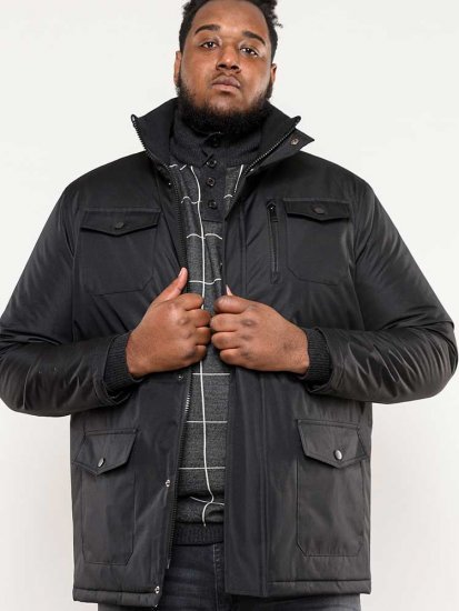 D555 Fargo Five Pocket Jacket With Ribbed Neck and Inner Quilting Black - Jakas & Lietus apģērbs - Jakas - 2XL-12XL
