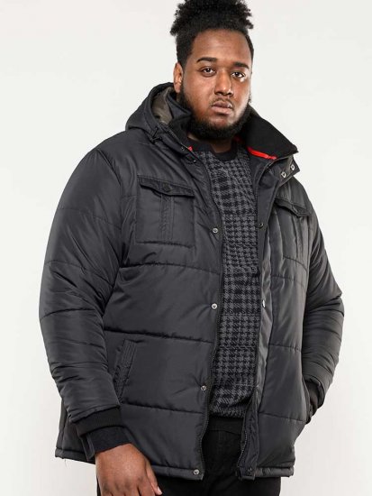 D555 Lonsdale Parka Style Jacket With Embroidery Patch On Sleeve Black - Jakas & Lietus apģērbs - Jakas - 2XL-12XL