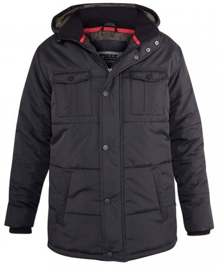 D555 Lonsdale Parka Style Jacket With Embroidery Patch On Sleeve Black - Jakas & Lietus apģērbs - Jakas - 2XL-12XL