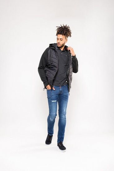 D555 Thorpe Hooded Quilted Jacket With Fleece Sleeves And Removable Fleece Hood - Jakas & Lietus apģērbs - Jakas - 2XL-12XL