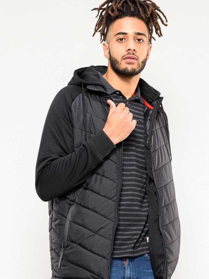 D555 Thorpe Hooded Quilted Jacket With Fleece Sleeves And Removable Fleece Hood - Jakas & Lietus apģērbs - Jakas - 2XL-12XL
