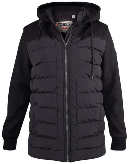 D555 Hampshire Hooded Quilted Jacket Black - Jakas & Lietus apģērbs - Jakas - 2XL-12XL