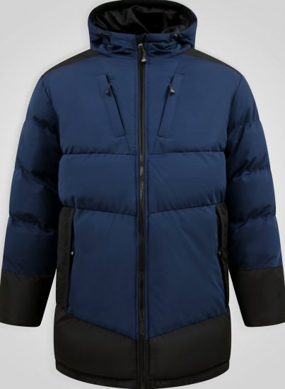 D555 Hank Ripstop Contrast Panelled Padded Hooded Jacket Tumši zila - Jakas & Lietus apģērbs - Jakas - 2XL-12XL
