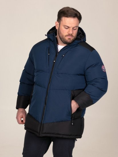 D555 Hank Ripstop Contrast Panelled Padded Hooded Jacket Tumši zila - Jakas & Lietus apģērbs - Jakas - 2XL-12XL