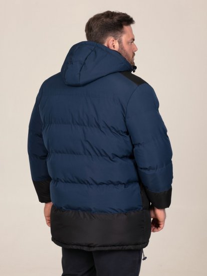 D555 Hank Ripstop Contrast Panelled Padded Hooded Jacket Tumši zila - Jakas & Lietus apģērbs - Jakas - 2XL-12XL