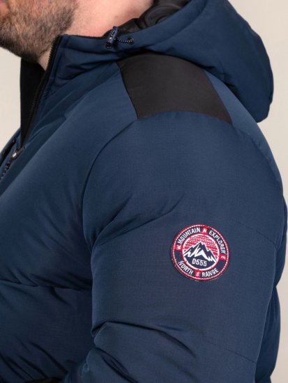 D555 Hank Ripstop Contrast Panelled Padded Hooded Jacket Tumši zila - Jakas & Lietus apģērbs - Jakas - 2XL-12XL