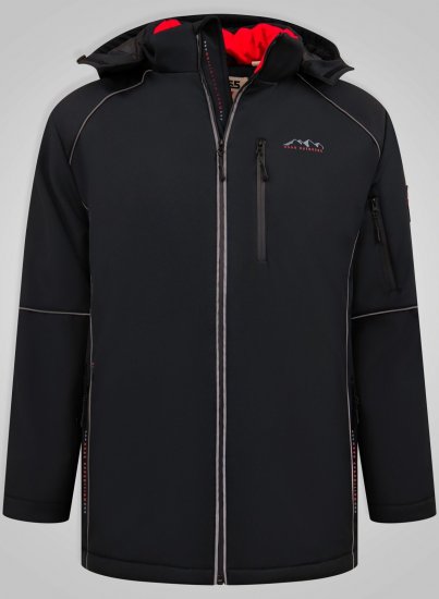 D555 Jamie Soft Shell Detachable Hood Padded Jacket Melna - Jakas & Lietus apģērbs - Jakas - 2XL-12XL