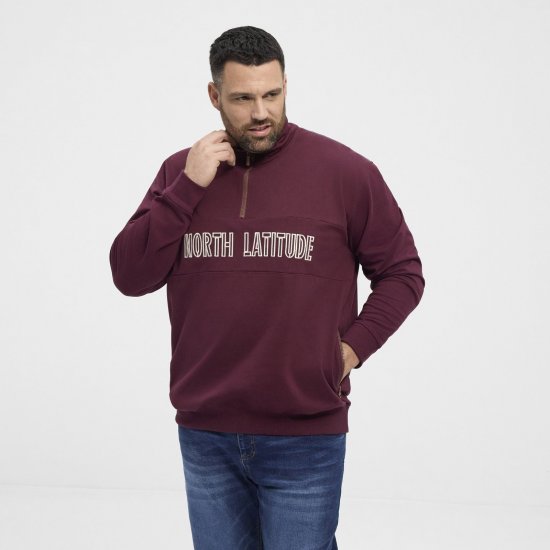 North Latitude Half Zip Džemperis Vīnsarkans - Džemperi un džemperi ar kapuci - Džemperi - 2XL-14XL