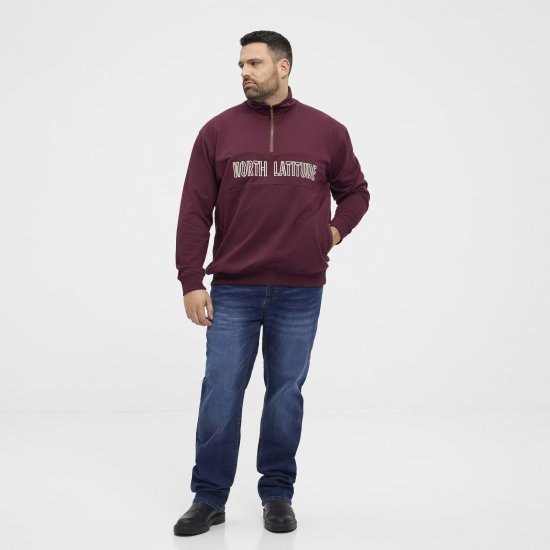 North Latitude Half Zip Džemperis Vīnsarkans - Džemperi un džemperi ar kapuci - Džemperi - 2XL-14XL