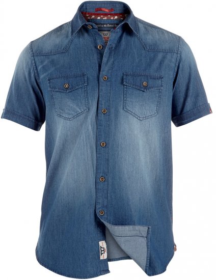 D555 Gilbert Short Sleeve Vintage Denim Shirt - Krekli - Krekli - 2XL-8XL