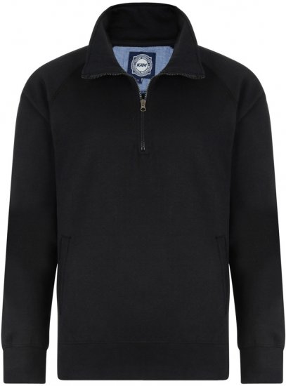 Kam Jeans Half-Zip Sweatshirt Black - Džemperi un džemperi ar kapuci - Džemperi - 2XL-14XL